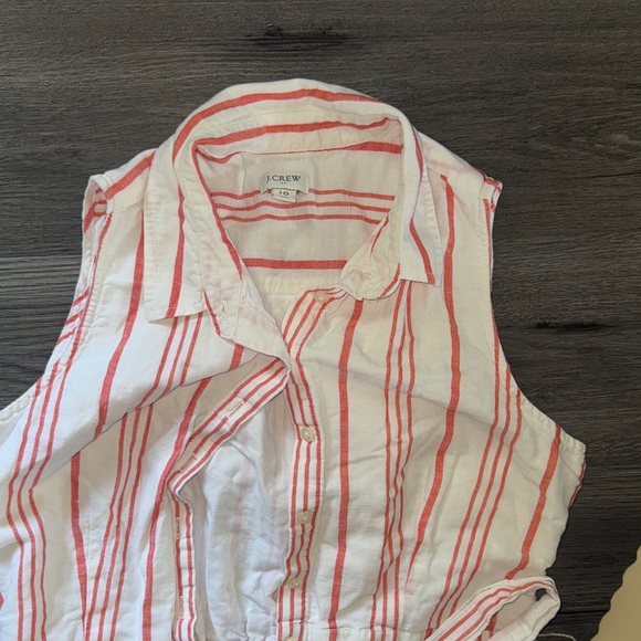 J. Crew Sleeveless Red and White Striped Midi Dress - Picture 4 of 5